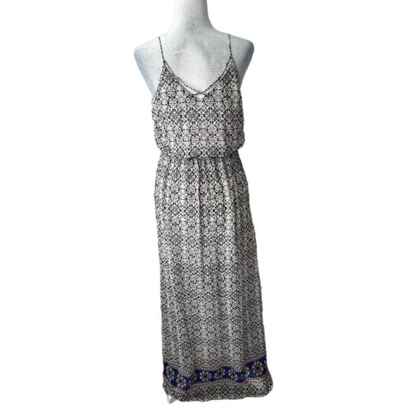 Sienna Sky Maxi Dress Black White Pattern Strappy Flowy V Neck SZ L - Picture 14 of 14